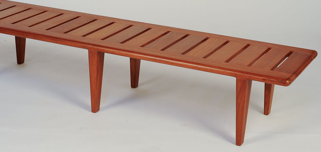 Danish Slatted Teak Bench by Hans Wegner for Johannes Hansen