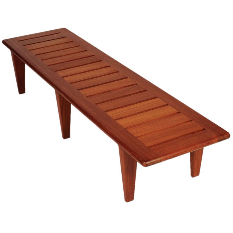 Slatted Teak Bench by Hans Wegner for Johannes Hansen