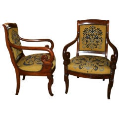 French 19th century Mahogany open arm chair