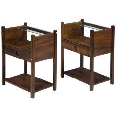 Pair of "Yara" square side tables by Sergio Rodrigues