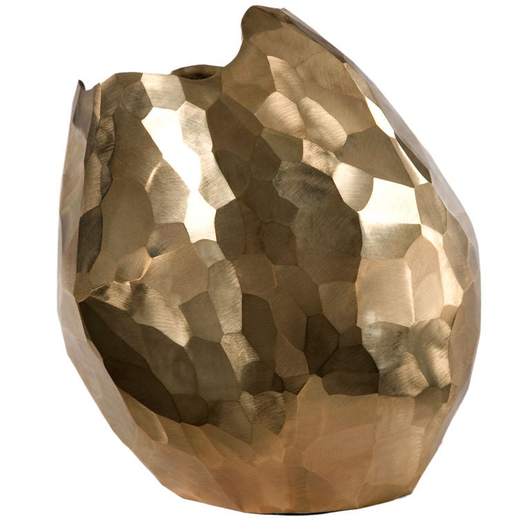 Unique small bronze facet vase by David Wiseman