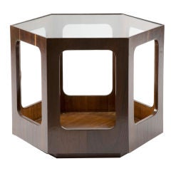 Hexagonal table in jacaranda with glass top by Jorge Zalszupin Hexagonal table in jacaranda with glass top by Jorge Zalszupin