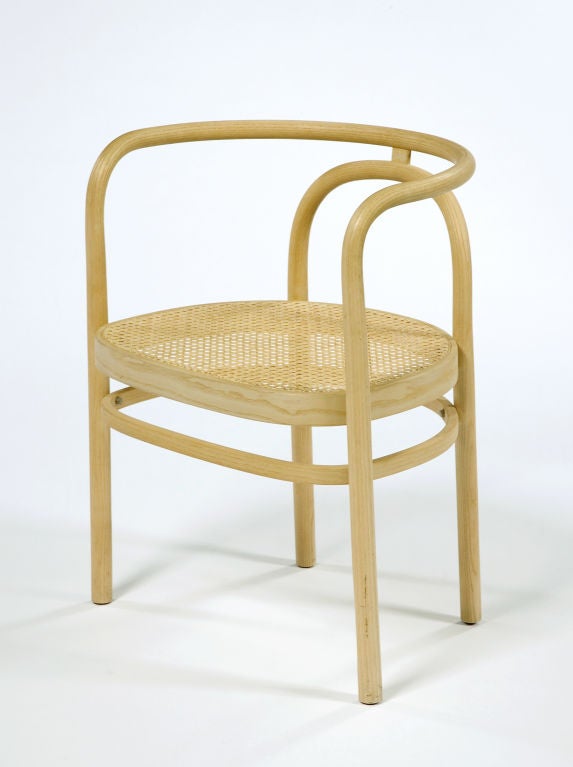 Set of four PK 15 chairs with steam-bent beech frame and woven cane seat. Originally designed, 1979. Manufactured by PP Møbler, Denmark, 1990s.