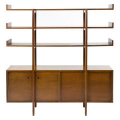 Walnut shelving unit and room divider by Milo Baughman