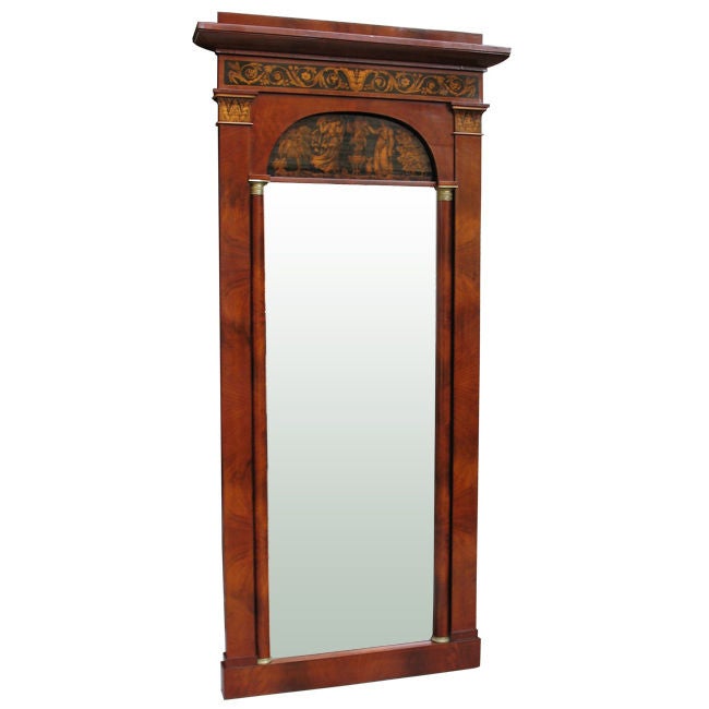 Biedermeier Hall Mirror with Magnificent Pen Works For Sale