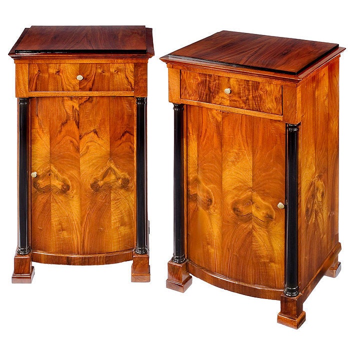 Pair of Architecturally Designed Biedermeier Night Stands/Side Tables