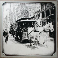 HUGE OIL PAINTING OF DOWNTOWN HORSE DRAWN TROLLEY 6
7
