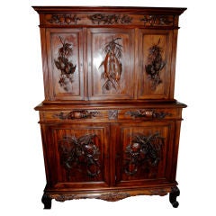 1900
s Crab, Lobster, Quail  Brazilian Rosewood Cabinet