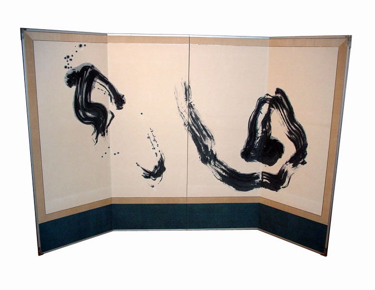 Morita is an artist who combines the history of Asian calligraphy and the development of Abstract Expressionism in the West. His artworks transcend the barriers between cultures, which produced a new and unique international art. This piece is one