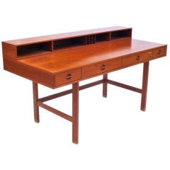 Danish Modern Teak Wood Flip Top Writing Desk by Jens Quistgaard