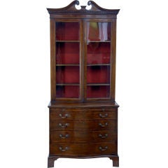 Antique 19th Century mahogany serpentine bookcase on chest circa 1890