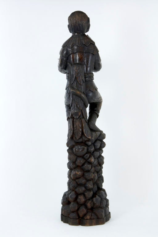 British 19th Century carved wood monkey holding a tray