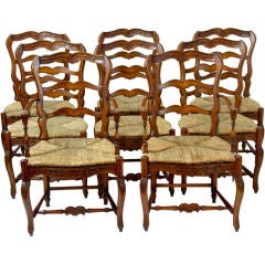 Set of 8 Fruit Wood French provincal style chairs - Set of 6 + 2