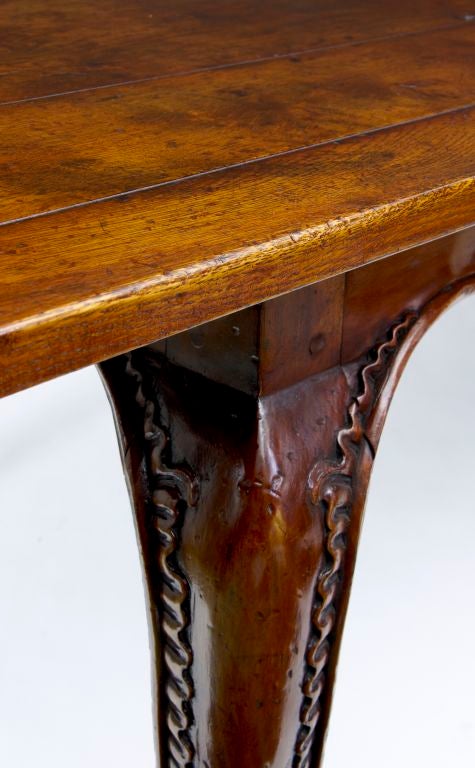Pippy oak & fruitwood carved leg table