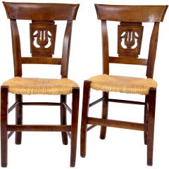 Pair 19th Century fruitwood chairs, French circa 1830