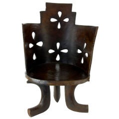 19th Century Ethiopian one piece dug out hardwood chair