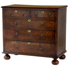 19th Century oyster walnut chest of drawers