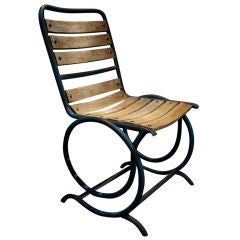 Set of Wood and Metal Garden Chairs