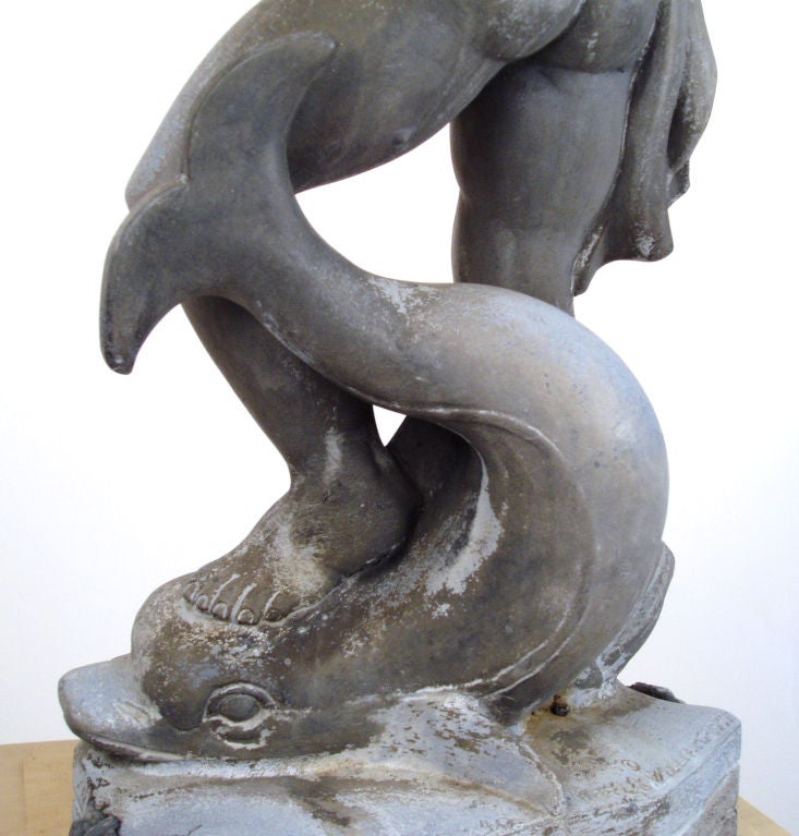 Antique Lead 'Neptune' Fountian Sculpture by Wheeler Williams 1