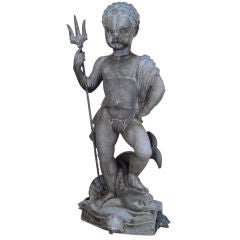 Antique Lead 'Neptune' Fountian Sculpture by Wheeler Williams