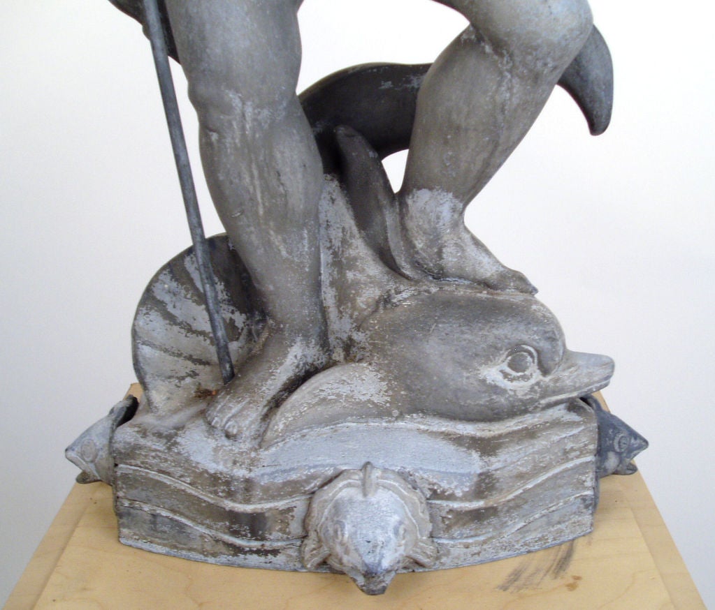 American Antique Lead 'Neptune' Fountian Sculpture by Wheeler Williams