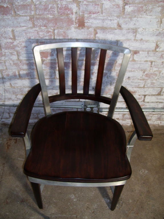 Mid-20th Century Wood and Aluminum Shaw Walker Office Chair