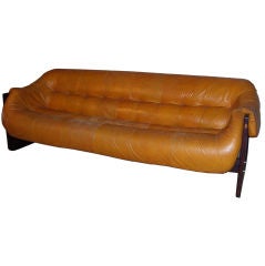 Brazilian Rosewood and Leather Sofa by Lafer M P