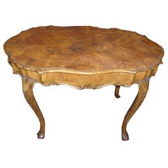 Antique Burled Walnut Coffee Table with Inlaid Fitted Pieces