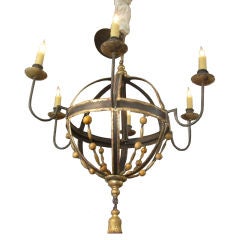 Italian Black and Gold Spherical Tole Chandelier