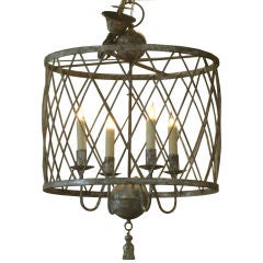 Silver Italian Drum Tole Chandelier