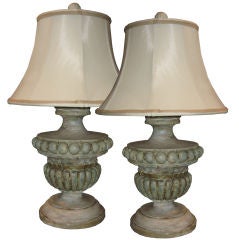 Pale Dusty Blue Wooden Swedish Lamps