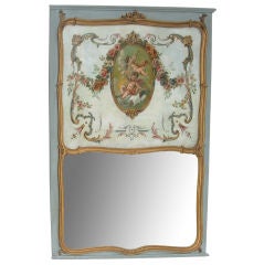 Trumeau Mirror with Painted Cherubs and Garlands