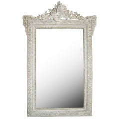 Intricately Carved Framed Mirror of Painted Gold leaf