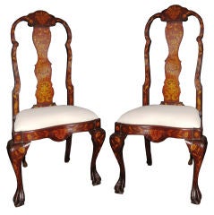 Pair of Dutch Mahogany Marquetry Chairs