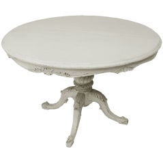Painted French Pedestal Table with Leaf