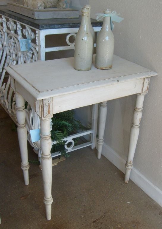 Swedish Gustavian Rectangular Side Table with Milk Paint Finish