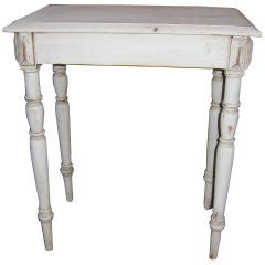 Swedish Gustavian Rectangular Side Table with Milk Paint Finish