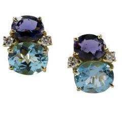 Medium GUM DROP™ Earrings with Iolite and Blue Topaz and Diamonds 9