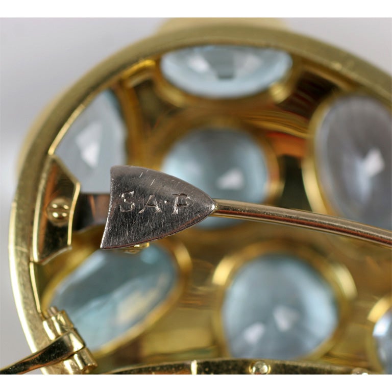 Women's Aquamarine Gold Cornucopia Pin by Solange Azagurry Partridge