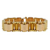 French Retro Two Color Gold Tank Bracelet
