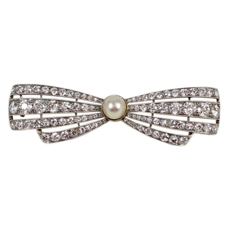 Art Deco Diamond Bow Pin by Boucheron Paris