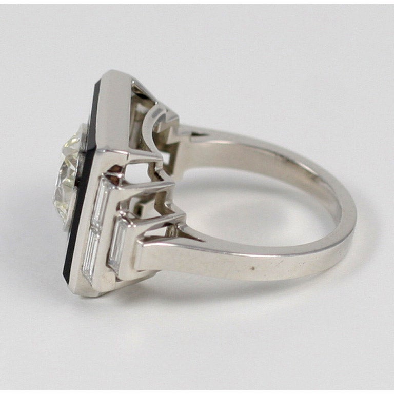 Women's Art Deco Diamond Onyx Ring