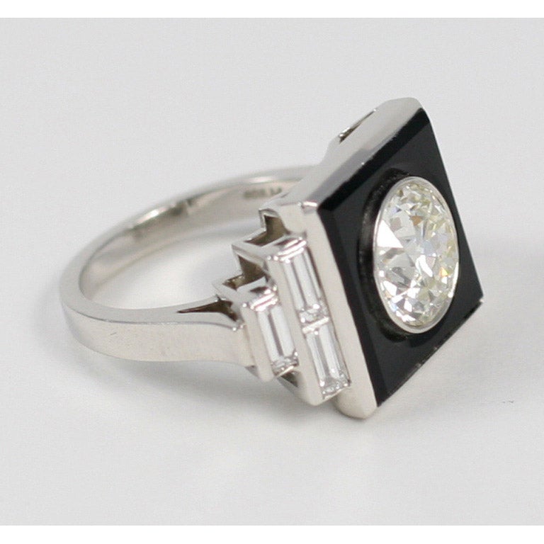 Art Deco Diamond Onyx Ring 2
