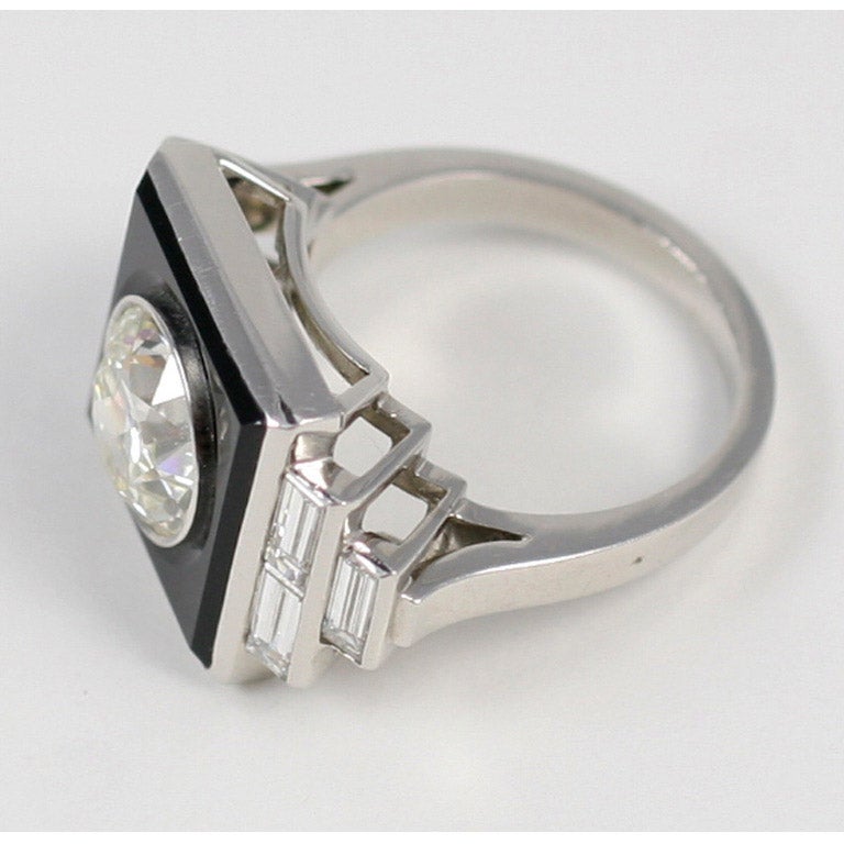 Art Deco Diamond Onyx Ring 3