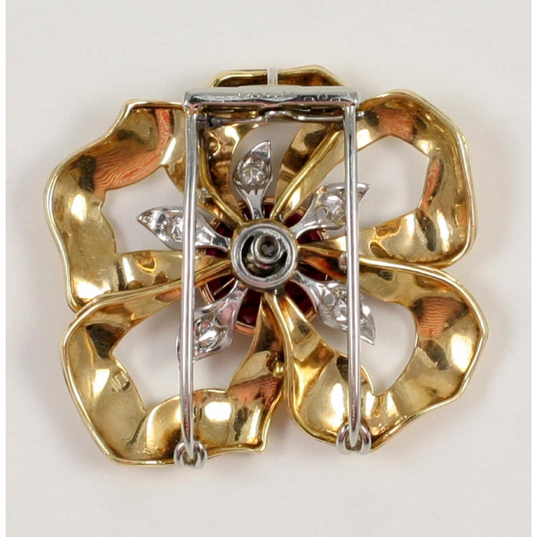 Cartier Ruby and Diamond  Pansy Pin 1