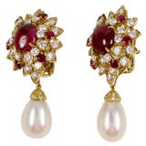 Van Cleef  & Arpels Ruby Diamond pearl Earrings