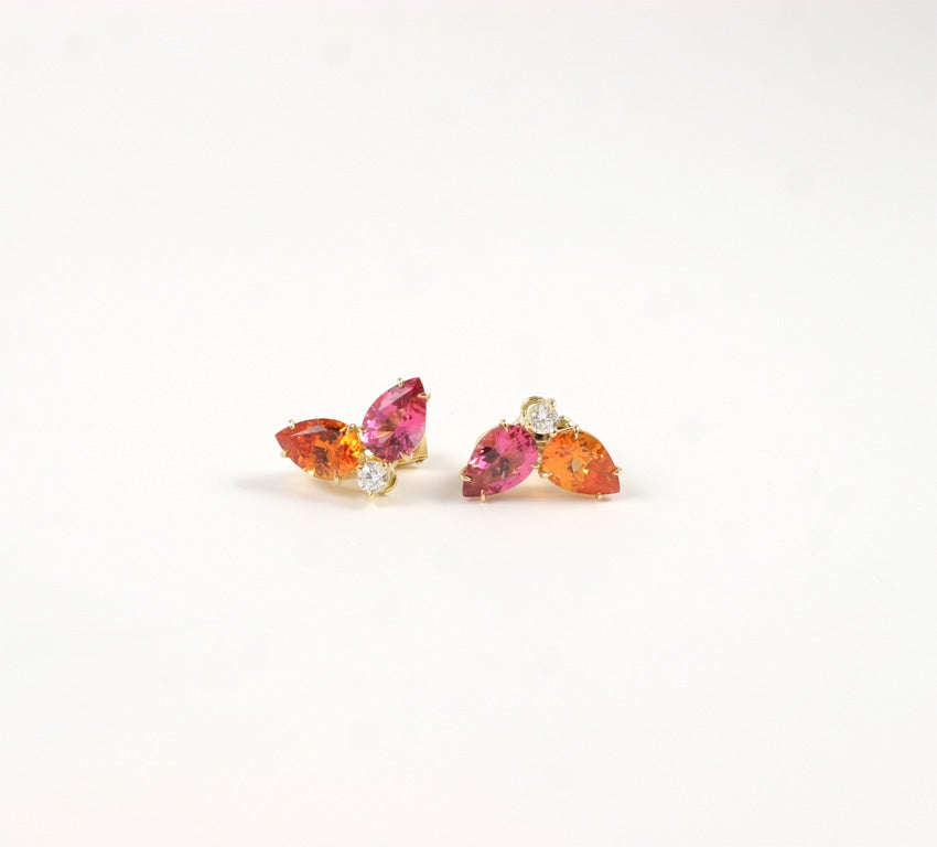 Mandarin Garnet and Pink Tourmaline Earrings
