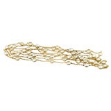 18k and Bezel Set Coin Pearl Long Chain