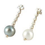 18k, Platinum, Diamond and South Sea Pearl Earrings