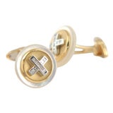 18k Mother of Pearl and Diamond Cufflinks, Alfred Dunhill